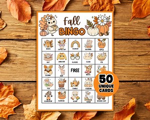 Fall Bingo Game Printable | Autumn Classroom Game | Fall Party Activity | Thanksgiving Bingo | Printable Bingo Cards | Kids Fall Activity - Etsy