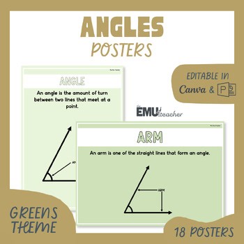 Angle Types & Relationships Posters Greens Key Vocabulary