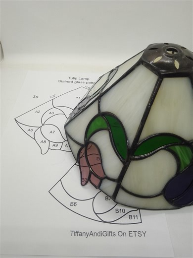 Stained Glass Tulip Lamp Pattern, Tiffany Style (PDF Digital Pattern) - Etsy