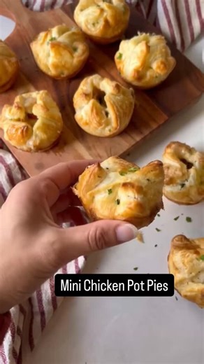 Tara Smithson | Simply Made Eats on Instagram: "This Mini Chicken Pot Pie recipe is the cutest and uses store bought puff pastry as the crust. They are super easy to make and total comfort food. Comment “recipe” and I’ll send the recipe right to your messages."