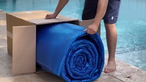 Solar Pool Cover for Inground and Above Ground Pools - 14' x 28' Rectangle 12 Mil Solar Blanket for Inground Pool, Blue
