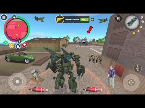 Rope Hero Vice Town (Transformer Jet Airplane Fight Army Man) Robot Jet Airplane stand up Army Base