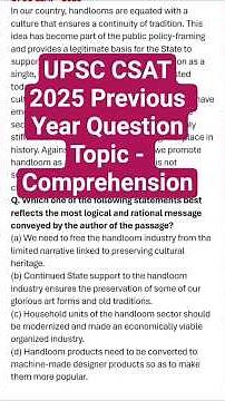 UPSC CSAT 2025 Previous Year Comprehension Question Solved | UPSC CSAT PYQ 2025 | UPSC CSAT Question