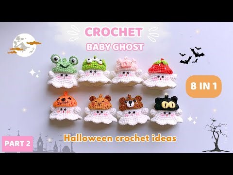 PART 2 - 👻 Crochet 8-IN-1 baby ghost keychain 👻 Halloween crochet ideas | Mova DIY #movadiy #crochet