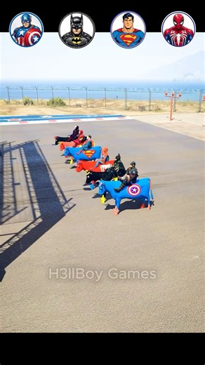 الرجل العنكبوت vs Superman vs Batman vs Captain America! Who Is the Fastest 🔥 #سبايدرمان #gta