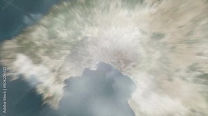 Earth zoom from space on Palma - Spain. And zoom out through clouds and atmosphere into space. Satellite view.