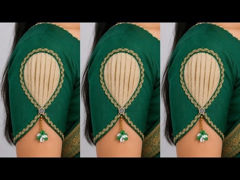 Beautiful Pleated Sleeve Design for Saree Blouse | Designer Blouse Sleeve Cutting & Stitching Idea