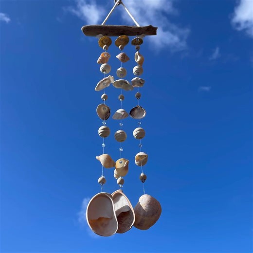 Rustic Sea Shell Wind Chime Decoration ~ Blue Beads ~ Drift Wood ~ Nautical Beach Seaside Theme - Etsy
