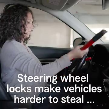 A steering wheel lock is a simple and affordable way to make your vehicle less attractive to potential thieves. | State Farm