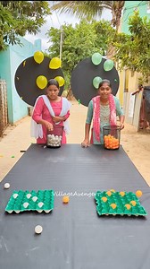 419K views · 9.6K reactions | Drop the ping pong balls into egg tray and pop the ballons challenge | Village Avengers | Facebook