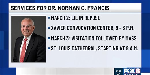 Funeral services set for Dr. Norman C. Francis next week