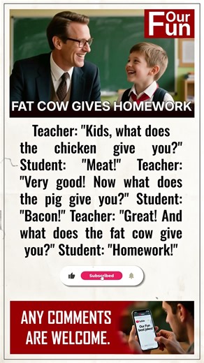 Fat Cow Gives Homework 😂📚🐄 #jokes #funny #humor