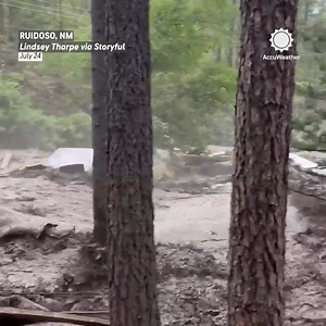 680K views · 5K reactions | A mobile home was washed away by rapid floodwaters in Ruidoso, New Mexico, as flash flooding hit the area for the third time in a month. | AccuWeather | Facebook