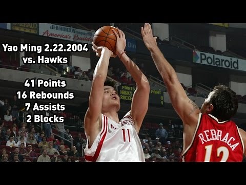 Yao Ming vs Atlanta Hawks: 2.22.2004 Full Highlights - 41 points, 16 rebounds, 7 assists & 2 blocks