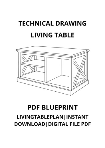 Table Technical Drawing: Furniture Design Blueprint (PDF Download) - Etsy