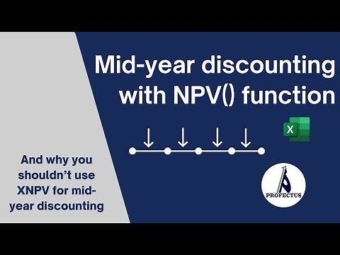 How to do mid-year discounting in MS Excel using the NPV function? | Mid-year discounting formula