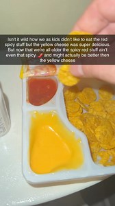 That red stuff used to be extra spicy back in the day. You never really wanted to eat it, but sometimes you’d accidentally get the red stuff in the cheese and then you couldn’t even eat the cheese anymore. But now it’s like I don’t even want the cheese, just give me all the red stuff. | Scubba Stevee