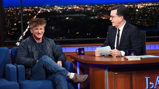 Sean Penn smokes on Colbert's 'Late Show'
