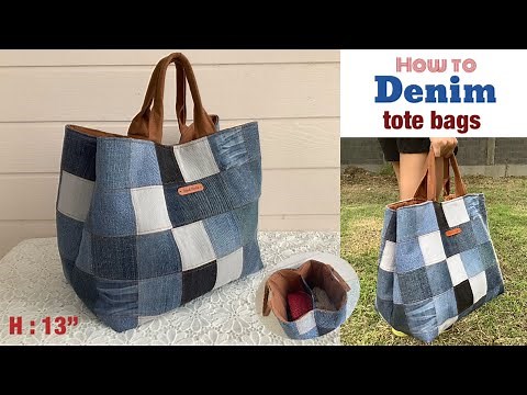 how to sew a denim tote bags tutorial. how to sew a denim tote bags with compartment tutorial.