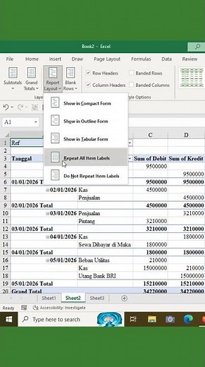 1 Minute Create a GENERAL LEDGE in Excel #excel #accounting