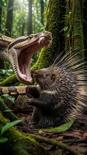 A Fight With No Winner : 승자없는 싸움 #animalshorts #Wildlife #보아뱀 #호저 #정글 #Nature #Shorts #Animals #Boa