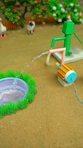 Mini hand pump project water with supply motor drinks cow duck ay farm #waterpump #shorts #767