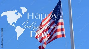 Patriotic 4th of July Independence Day celebration with flag and Liberty Statue graphics. Perfect for American holiday visuals.