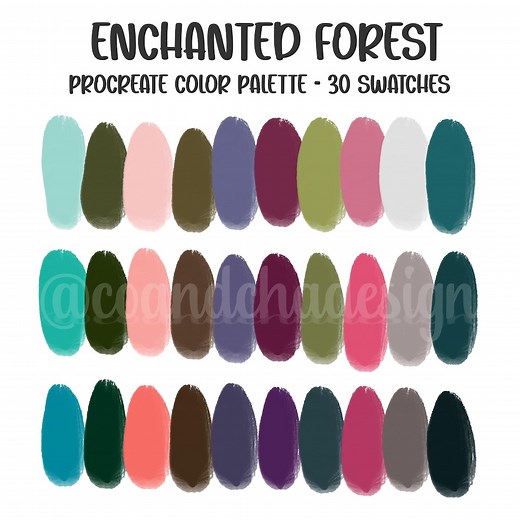 Enchanted Forest - Procreate Color Palette: 30 Swatches, HEX Codes, Digital Download - Etsy