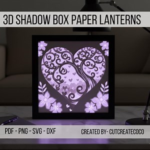 3D Valentines Day Shadow Box SVG | Paper Lantern Template | Love Valentine Decor | Wedding Shadow Box | Luminary Box for Cricut - Etsy