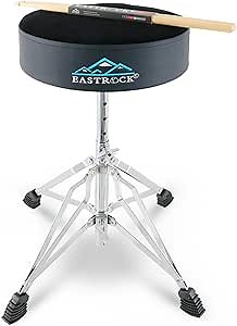 EASTROCK Drum Throne Drum Stools with 4 Legs Support,Universal Height Adjustable Drum Seat for Drummer Adult (Black)