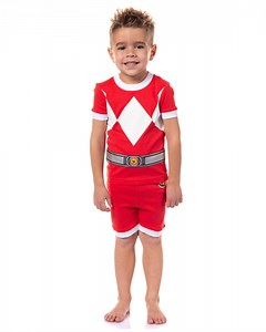Power Rangers Toddler Kids' Mighty Morphin Character 2 Piece Tight Fit Short Sleeve and Shorts Pajama Set Loungewear