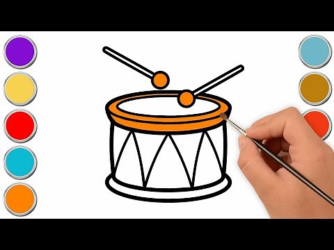 Learn to Draw a Drum Easy Step-by-Step | Easy Drum Drawing for Kids