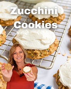 These easy Zucchini Cookies with oatmeal are soft, chewy and flavored with cinnamon spices. A layer of cream cheese frosting on top makes them even better! RECIPE: https://www.shugarysweets.com/zucchini-cookies/ | Shugary Sweets