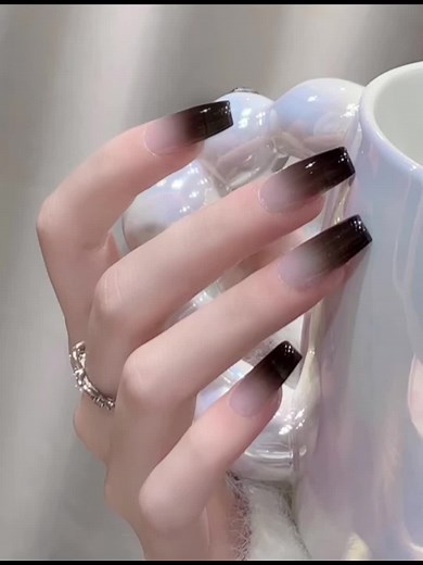 Gradient Gel Nail Tutorial - Easy DIY Black Nails Design