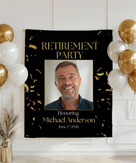 Personalized Retirement Banner With Photo, Retirement Celebration Banner, Custom Retirement Welcome Party Sign, Retirement Party Decorations - Etsy