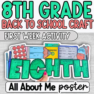 All About Me 8th Grade Craft, First Day Week Middle School Activity Icebreaker