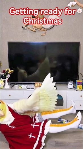 getting ready for Christmas |A cool bird love🐦🎄♥️ #furry #costume #fursuit #therian #bird #shorts