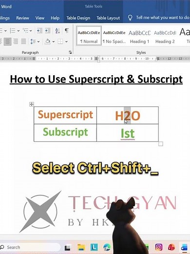 How to use Superscript & Subscript in MS Word