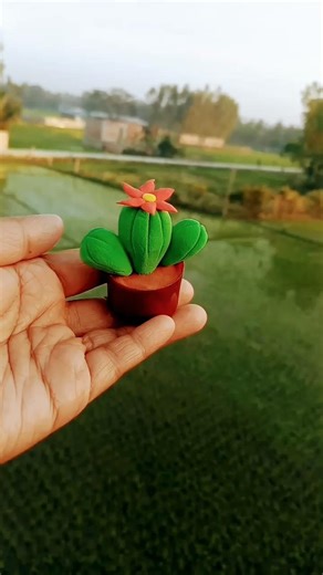 Make a cactus 🌵🌵 with Clay #ytshorts #art #tranding #clayart #foryou #cactus #shorts #viral #yt