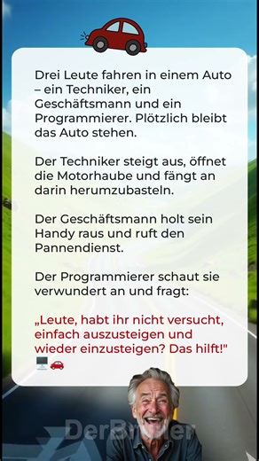 Drei Leute fahren in einem Auto – ein Techniker, ein Geschäftsmann und ein Programmierer #shorts