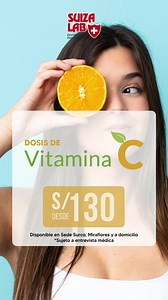 12K views · 426 reactions | ¡Dosis de buenas salud! 六‍⚕️ Conoce el servicio de aplicación de Vitamina C y todos sus beneficios. Visítanos en sede Surco o Miraflores. Reserva tu cita aquí  suizalab.com/whatsapp | Suiza Lab | Facebook