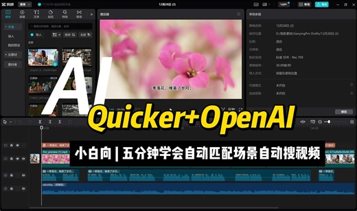 Quicker OpenAI五分钟学会自动匹配场景自动搜索视频，情感鸡汤类视频创作者的福音