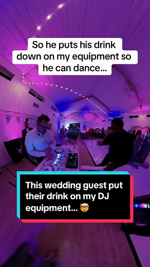 Guest Puts Drink on DJ Equipment Reaction