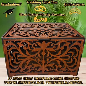 Wood Wedding Card Box: Large Filigree Scroll Design, 16 Stain Choices - Etsy