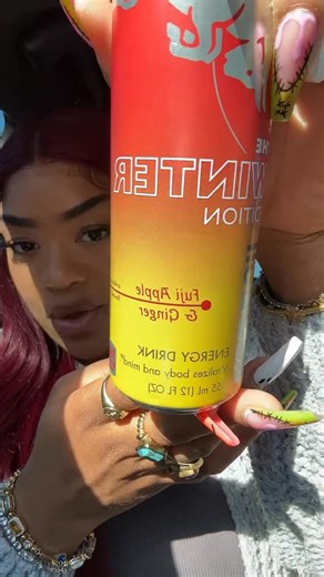Pepperoncini P 🧜🏽‍♀️ | Foodie Content Creator on Instagram: "New Fuji Apple and Ginger Red Bull Review. Honestly, not my fave 😵‍💫 I would give it a 6 outta 10. #redbull #fujiappleandgingerredbull #newredbull"