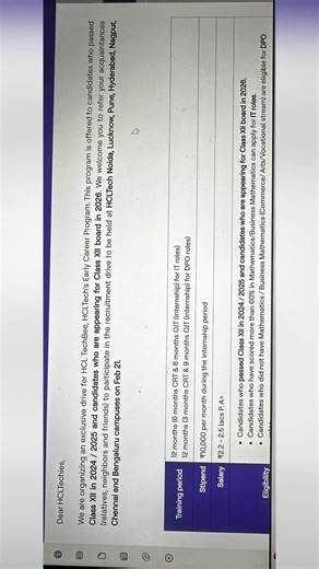 Hcl opportunity for 12th class 2026 #hcltechnologies #hcl #job #workfromhome #hcltechnologies