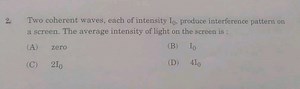 Two coherent waves, each of intensity I _ { 0 }, produce interf... | Filo