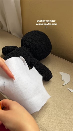 Venom Spider Man Plushie 🕷️ a lot of tedious work went into this one 😮‍💨##crocheteddoll##crochet##crocheting##crochetedspiderman##crochettok##crocheted