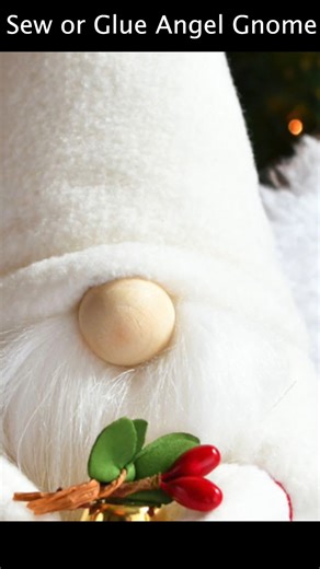 Make this elegant angel gnome with this easy pattern https://shop.rufflesandrainboots.com/product/gnome-scandinavian-sweeties/ #gnomesweetgnome #gnomes #diygnome #christmascrafts #christmasangel | Ruffles And Rain Boots