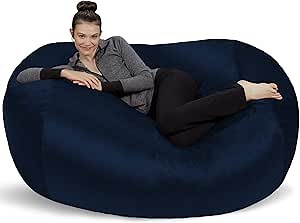 Sofa Sack Bean Bag Lounger - Plush Bean Bag Sofas with Super Soft Microsuede Cover - XL Memory Foam Stuffed Lounger Chairs for Kids, Adults, Couples - Jumbo Bean Bag Chair Furniture 6 Feet - Navy